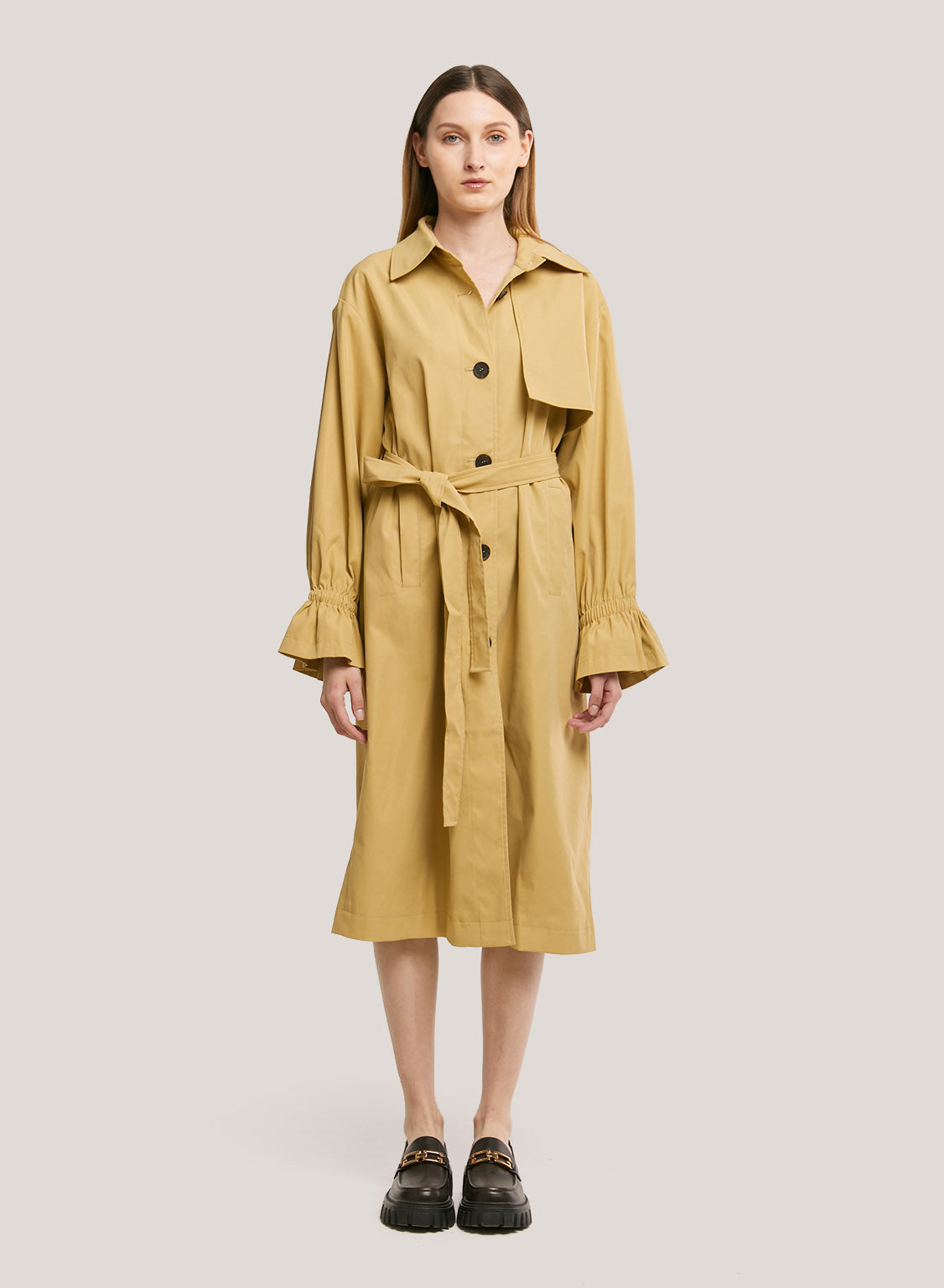 Single-Breasted 100% Cotton Trench Coat