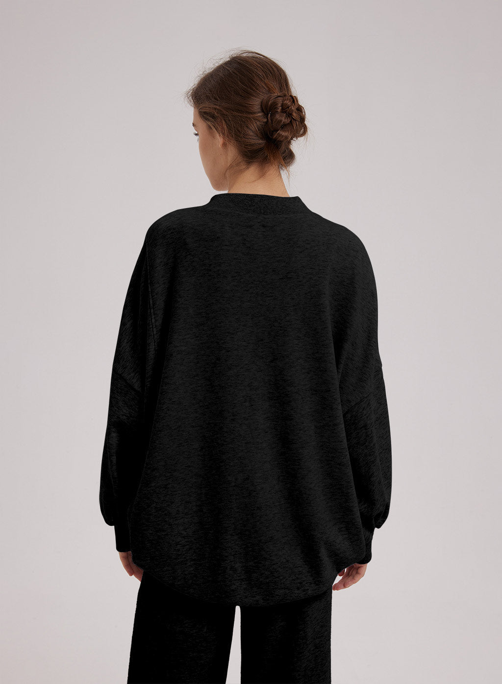 Drawstring Hem Cotton Sweatshirt Black