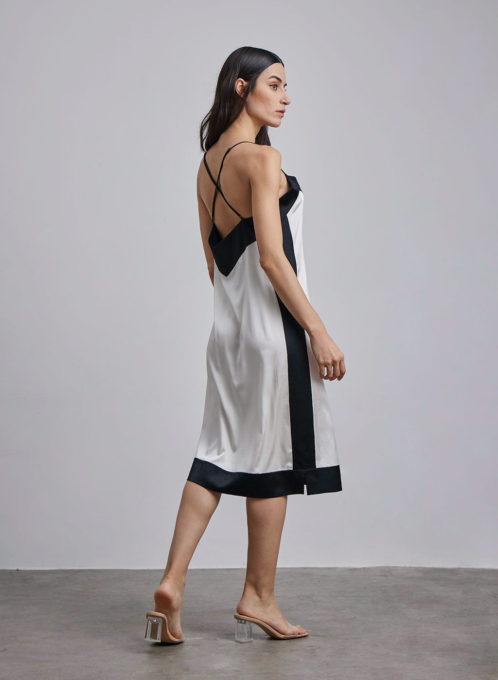 Framed Silk Midi Slip Dress