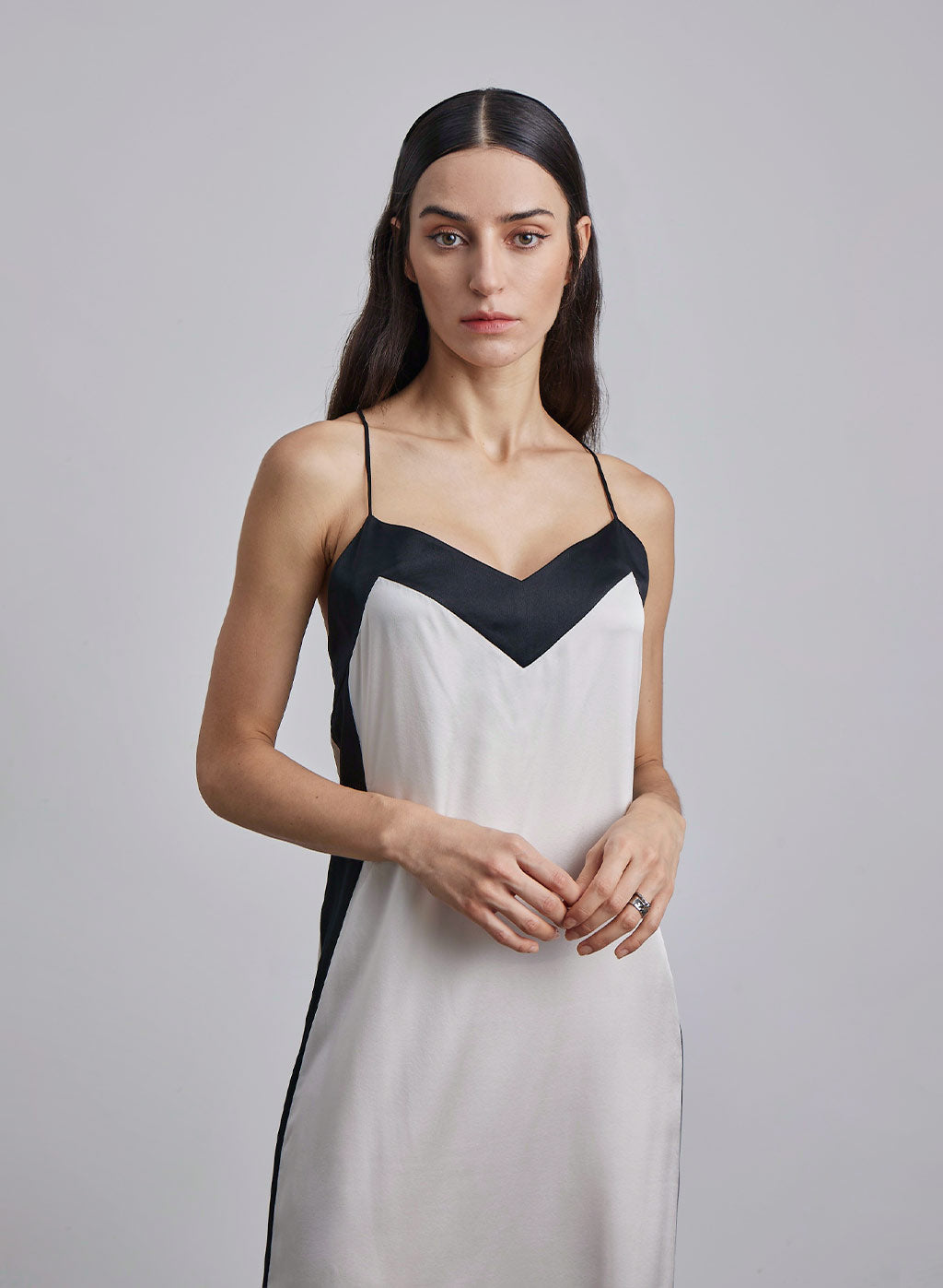 Framed Silk Midi Slip Dress