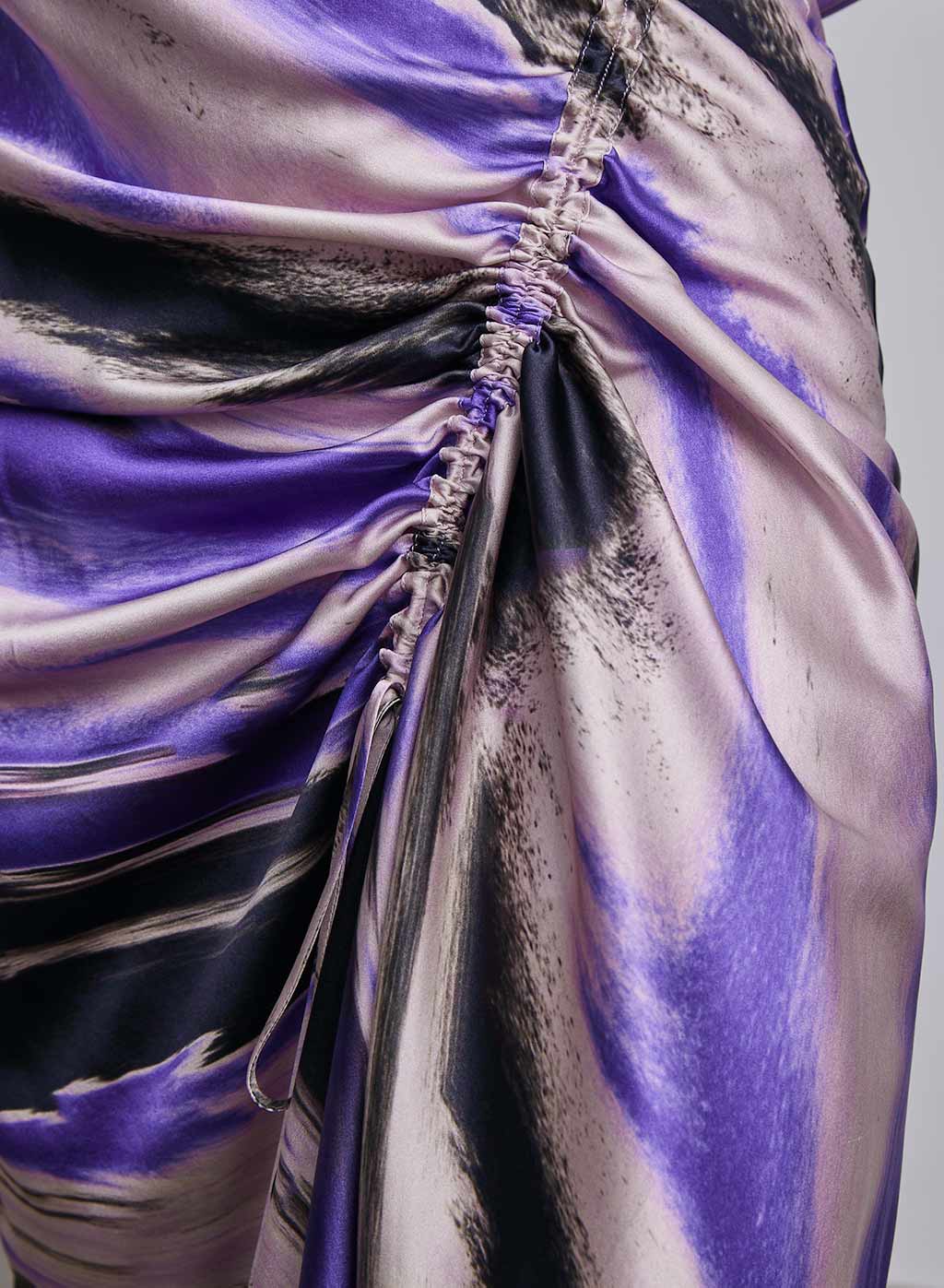 Marble Ruched Silk Skirt