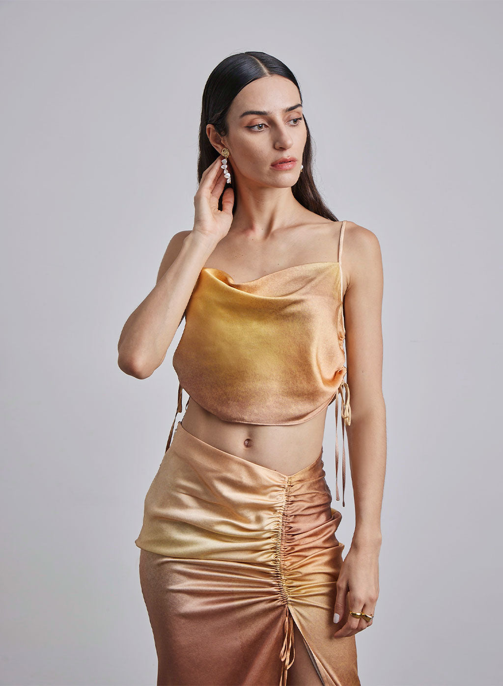 Golden Tala Ruched Silk Camisole