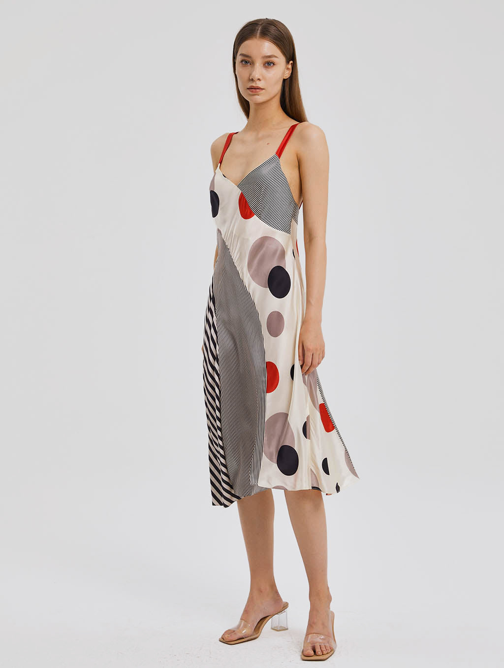 Abstract Print Midi Slip Dress