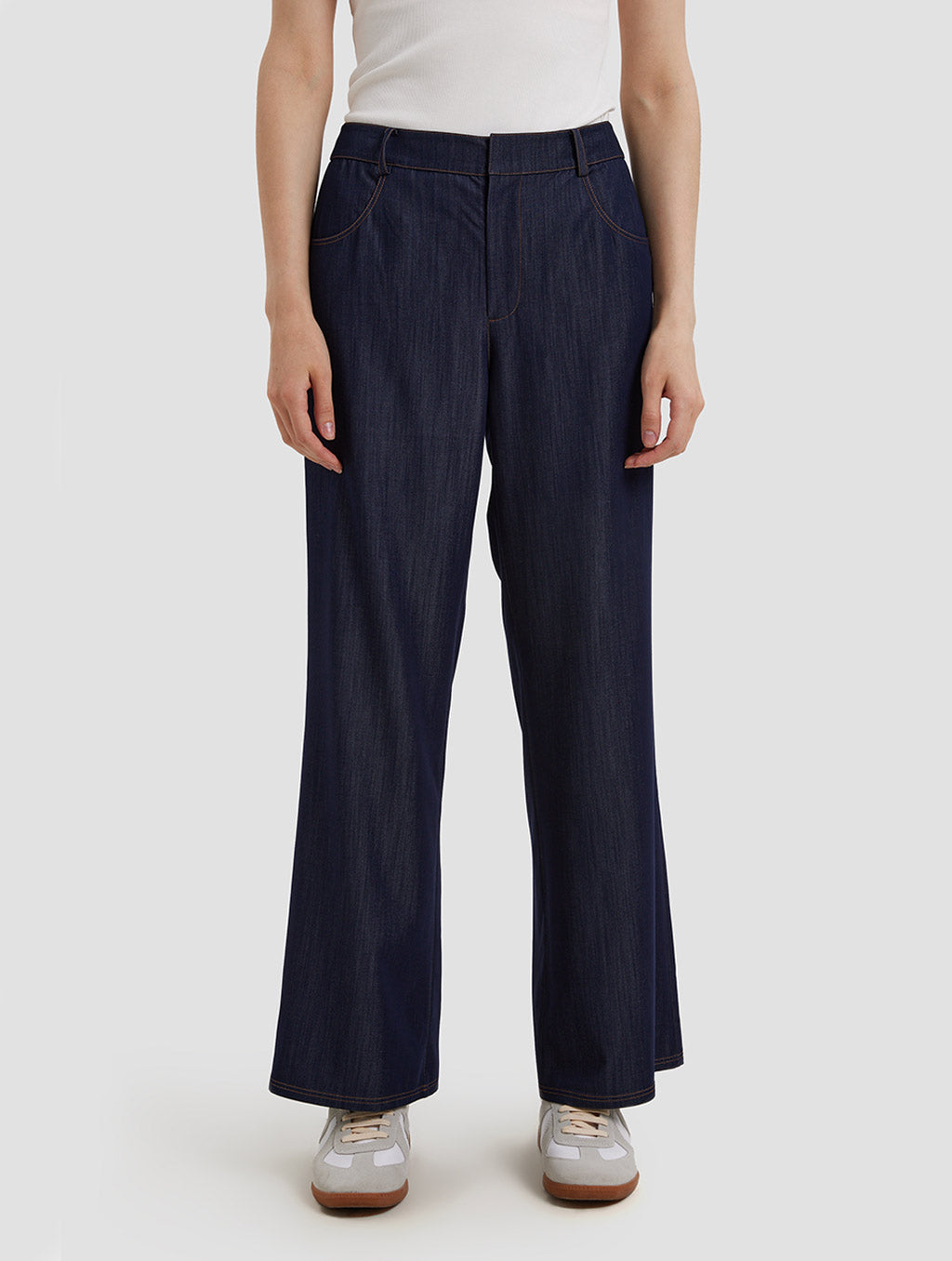 Boot Cut Mom Pants-positive-navy blue