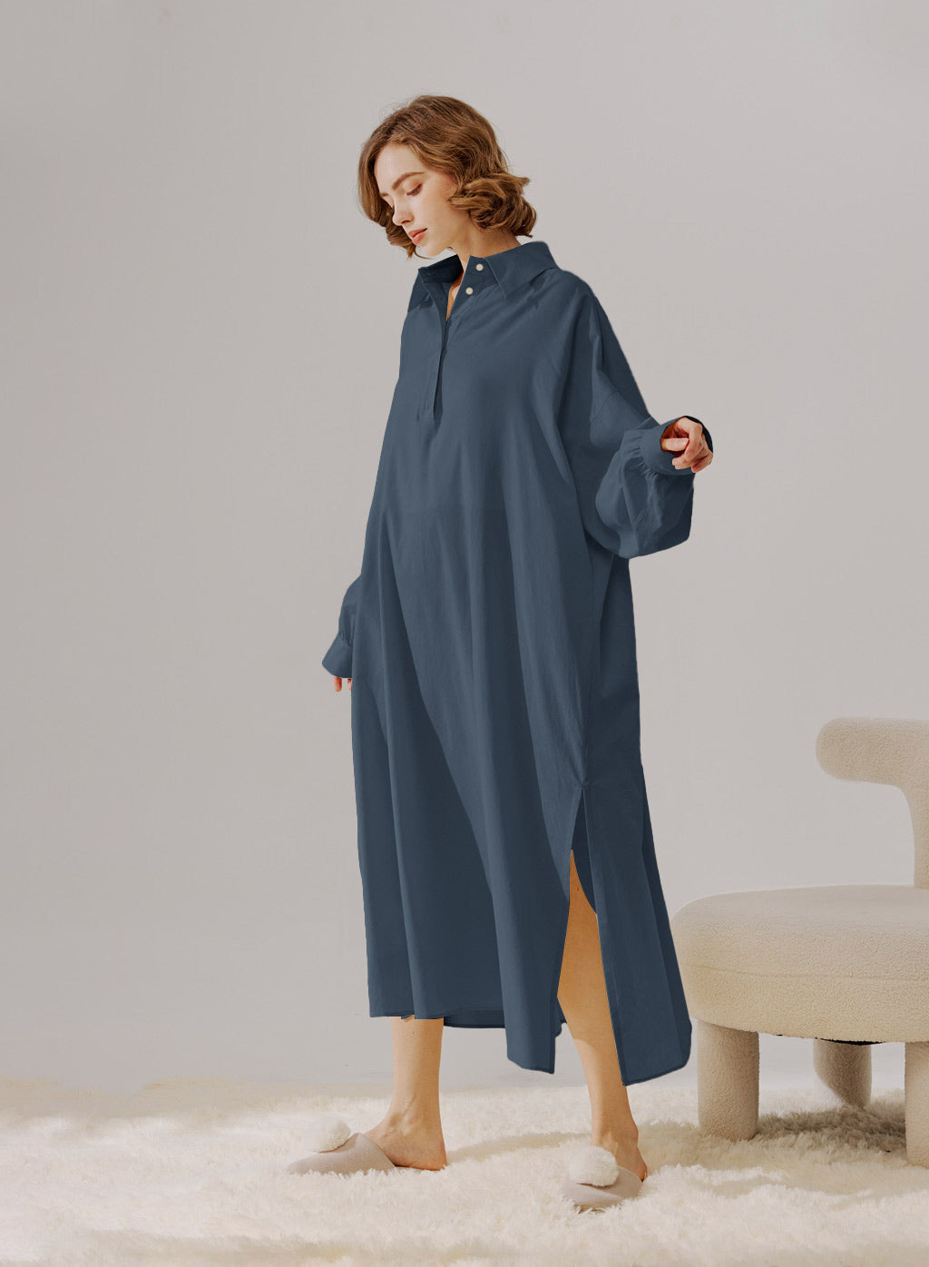 Cotton Shirt Midi Dress