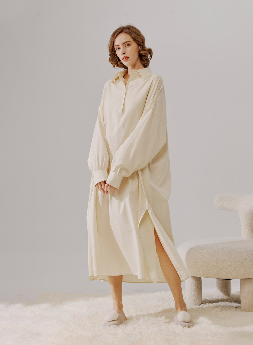 Cotton Shirt Midi Dress