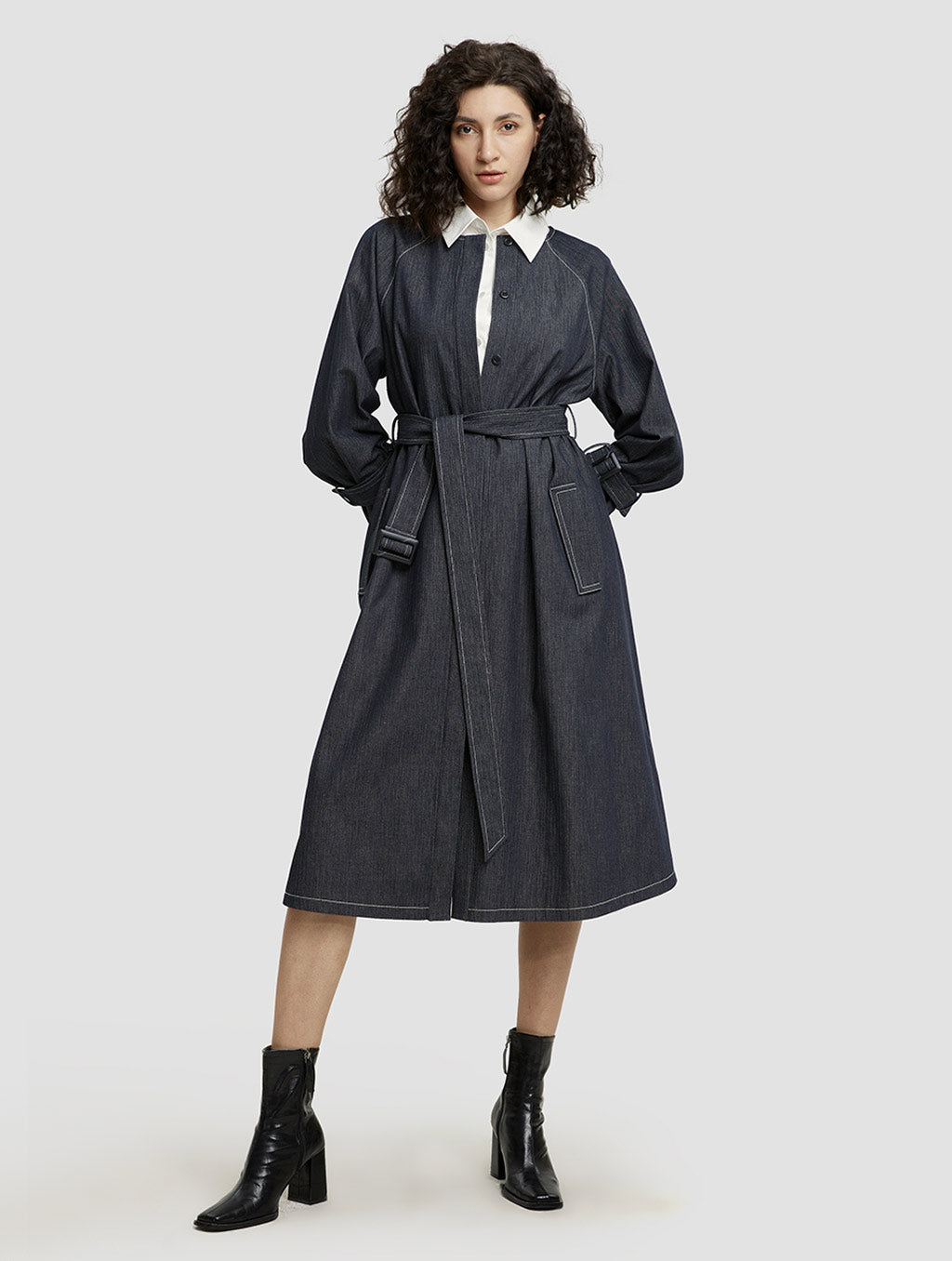 Denim Belted Coat