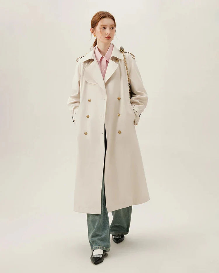 Double Breasted Office Long Trench Coats