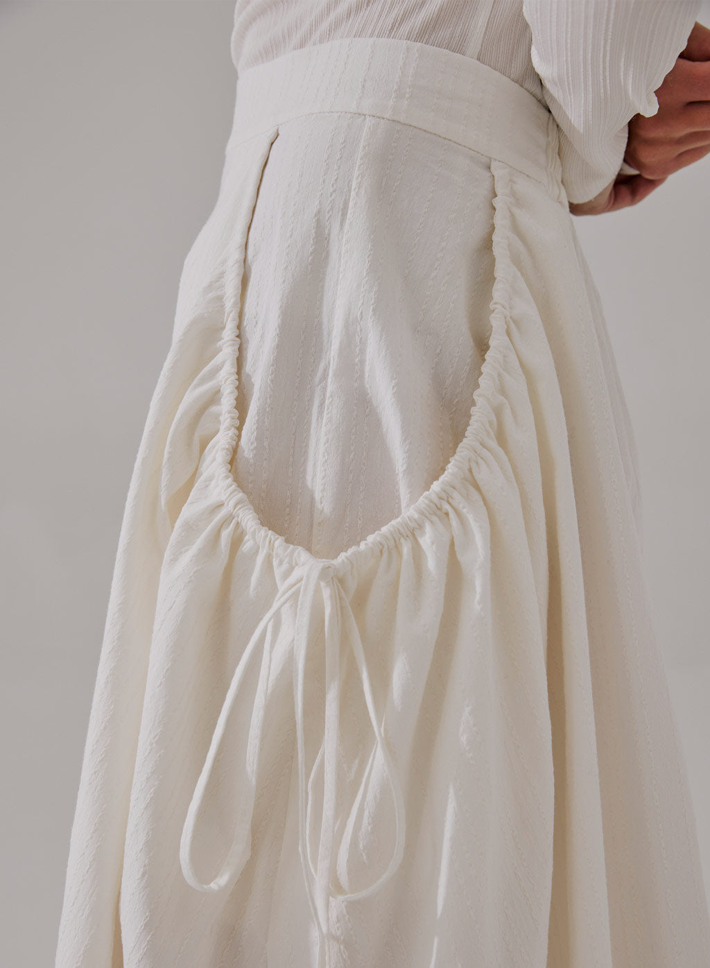 Drawstring Pleated Midi Skirt