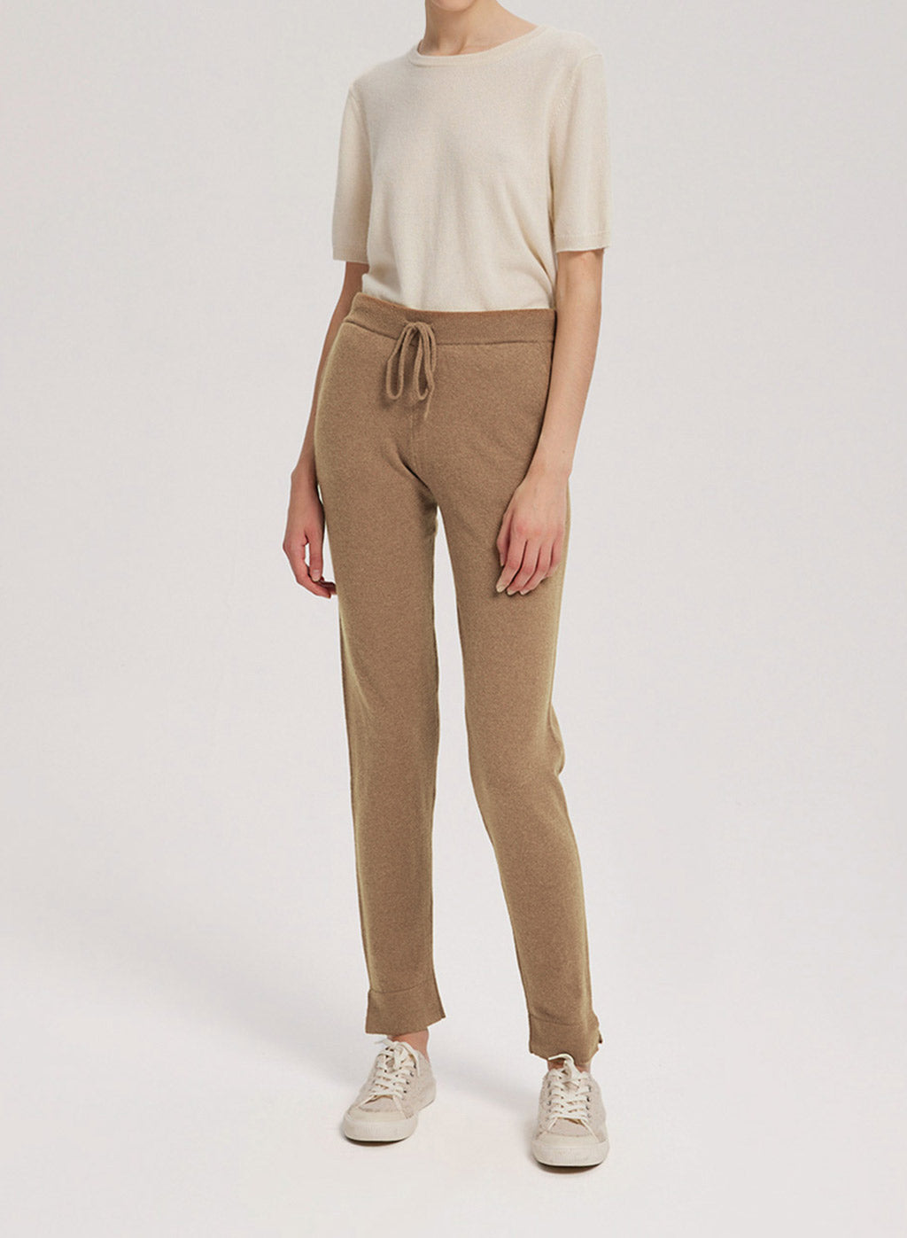 Drawstring Waist Cashmere-Wool Jogger