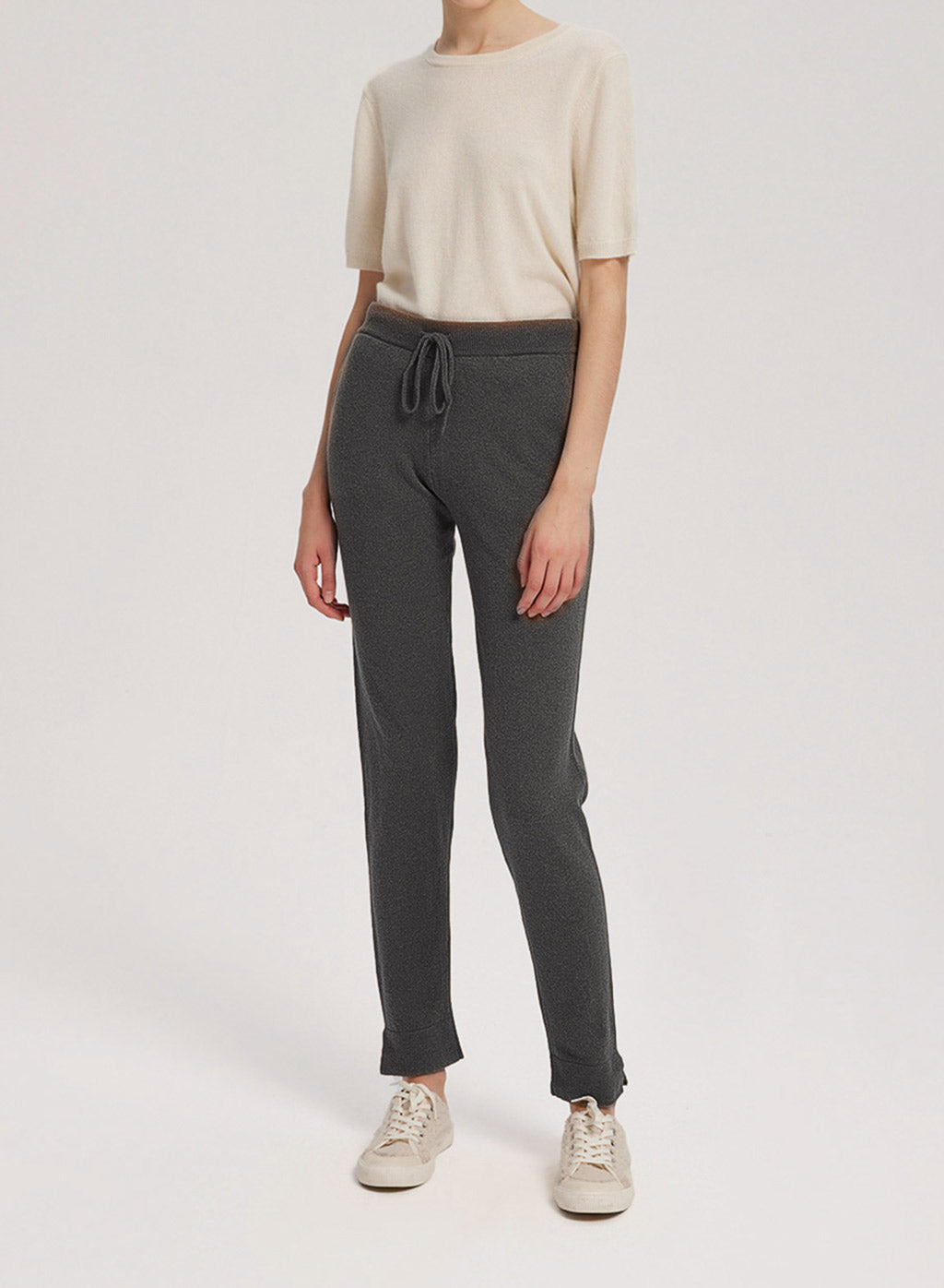Drawstring Waist Cashmere-Wool Jogger