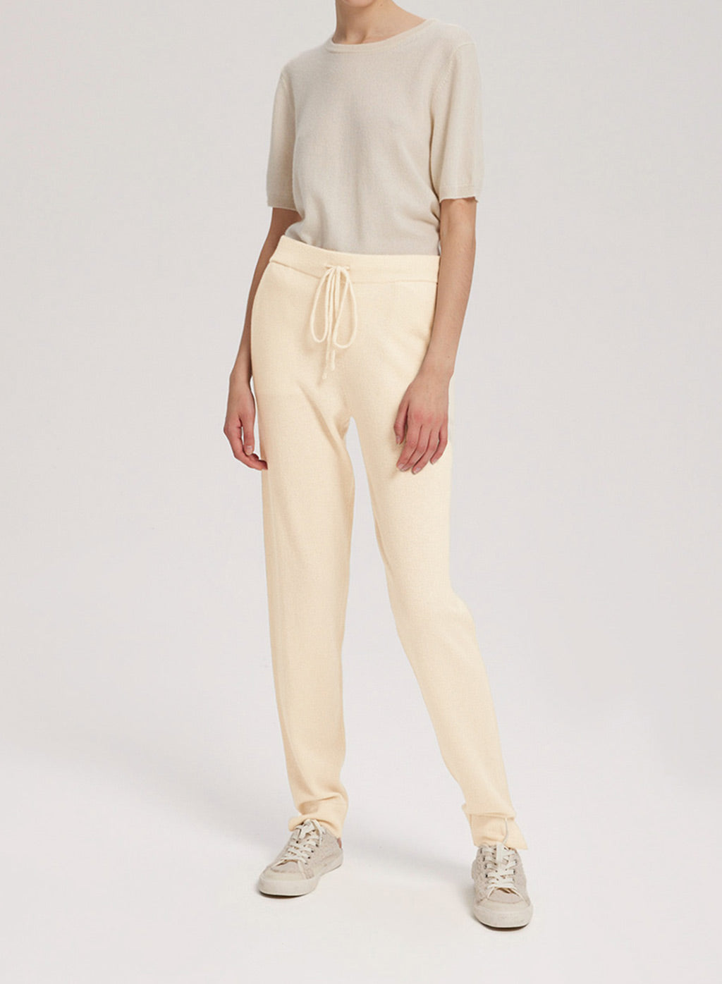 Drawstring Waist Cashmere-Wool Jogger
