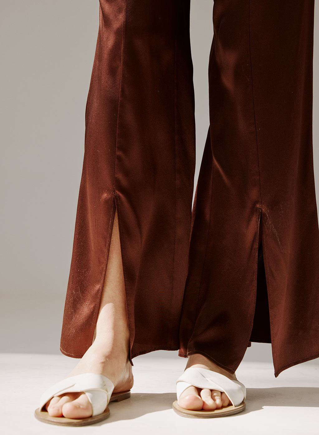 Front Slit Silk Pants