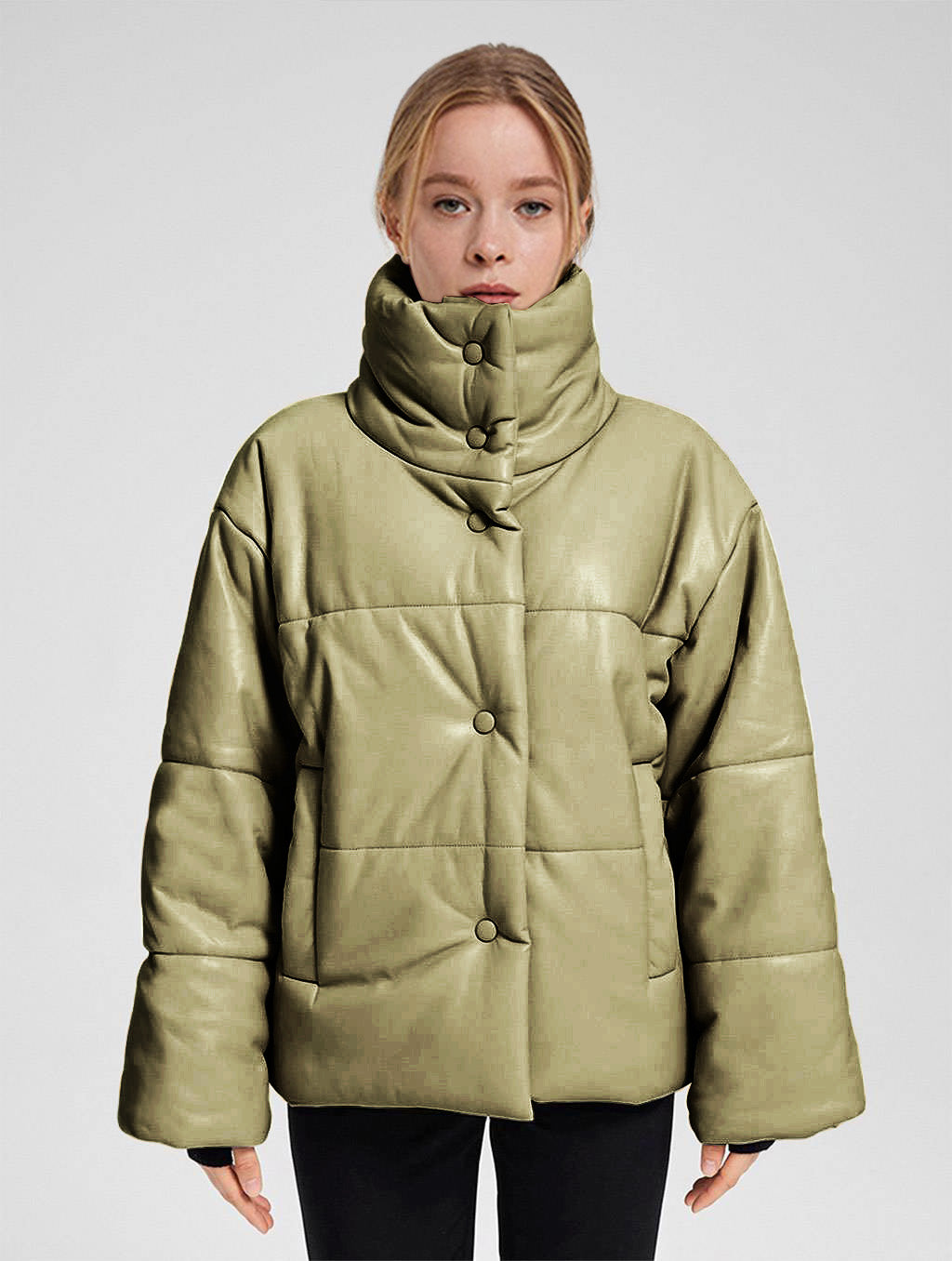 NAP Buttoned Faux Leather Jacket