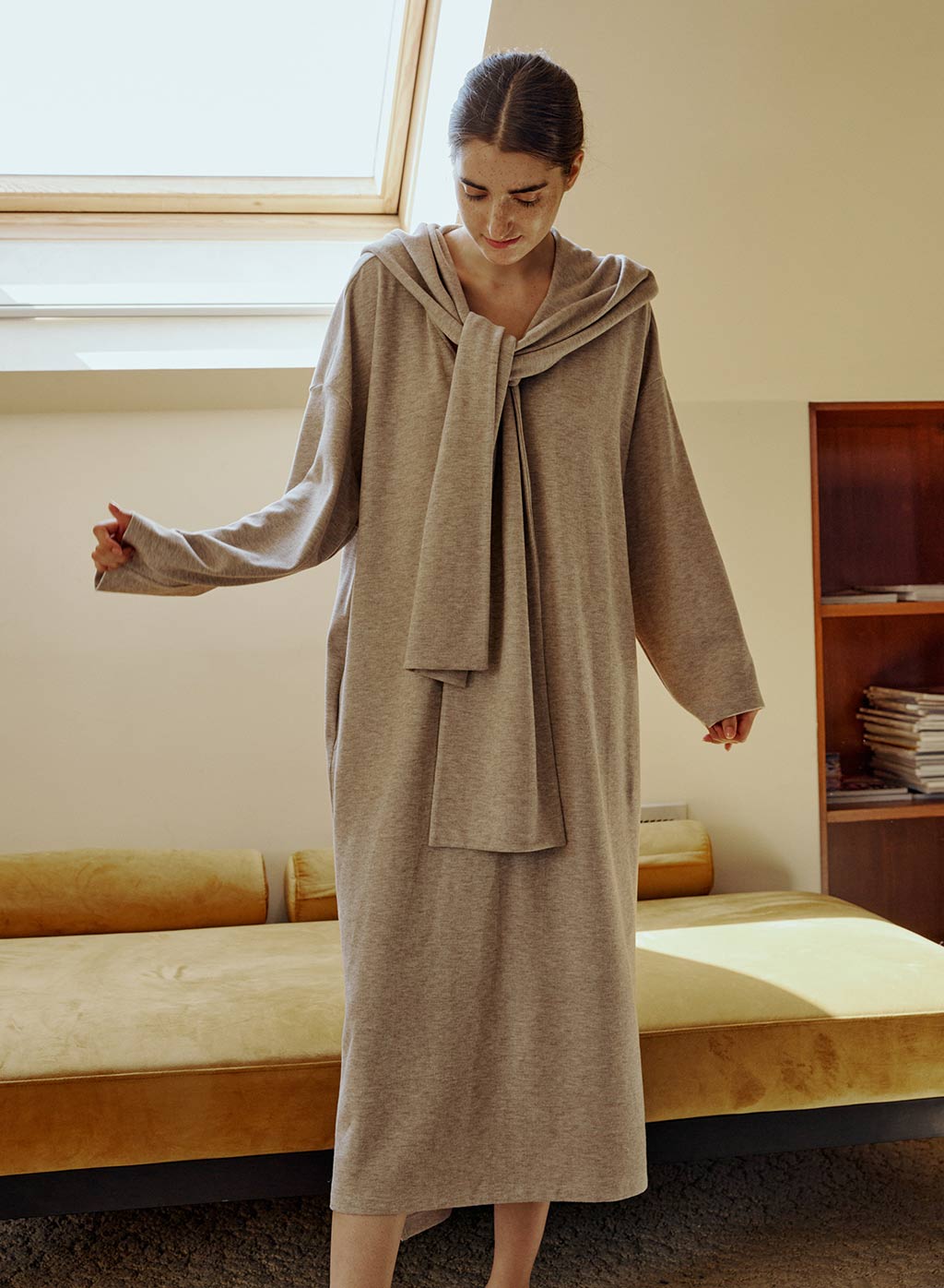 Hooded Scarf Sweatshirt Dress