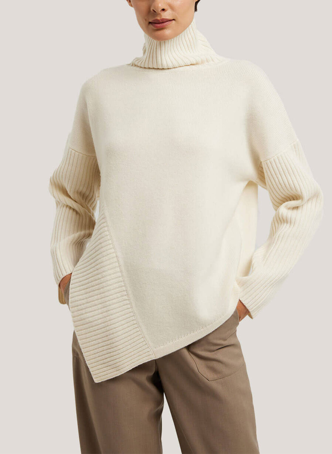 Asymmetrical Slit Pure Wool Sweater