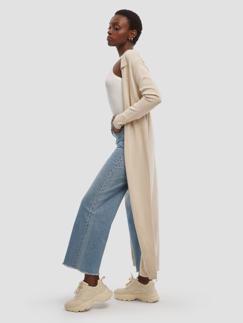 Long Polo-collar Cardigan