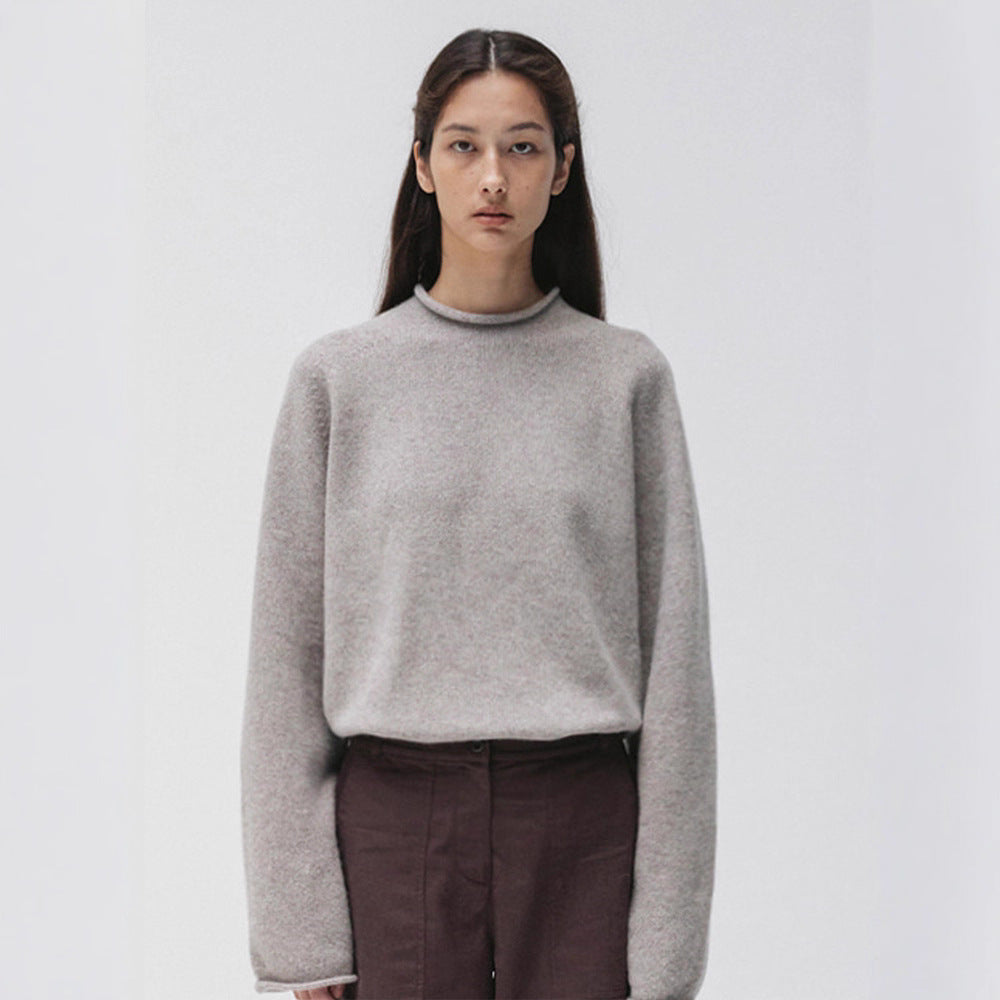 Sweater women's 2025 autumn and winter new high-end, semi-turtleneck wool knitted sweater top