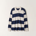 Korean niche 2025 new, striped sweater lapel long-sleeved top loose knitted sweater