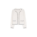 Contrast color thread jacquard lazy simple soft cashmere wool loose comic knitted cardigan
