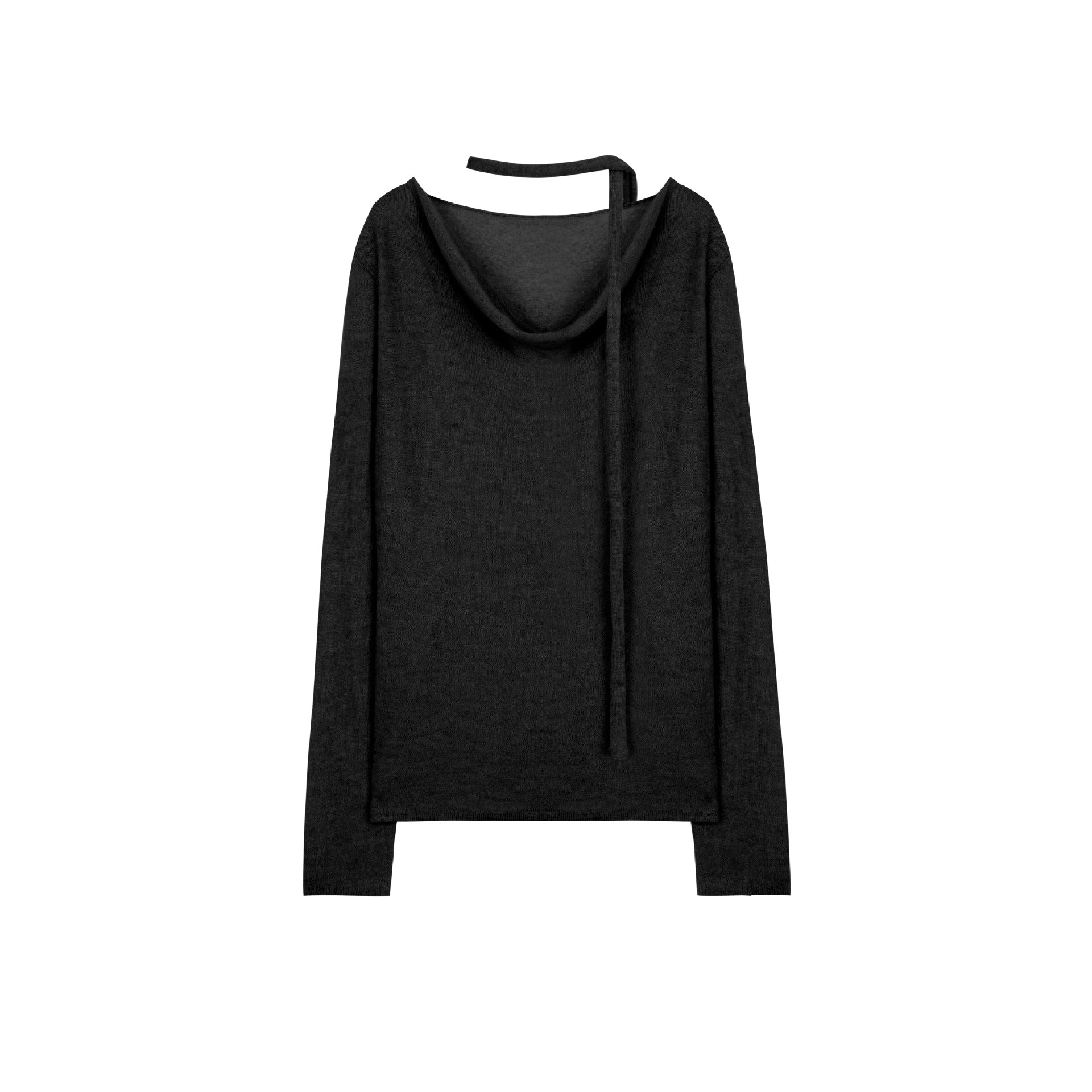 Silk cashmere wool fluffy light loose curled sausage streamer neck knitted top