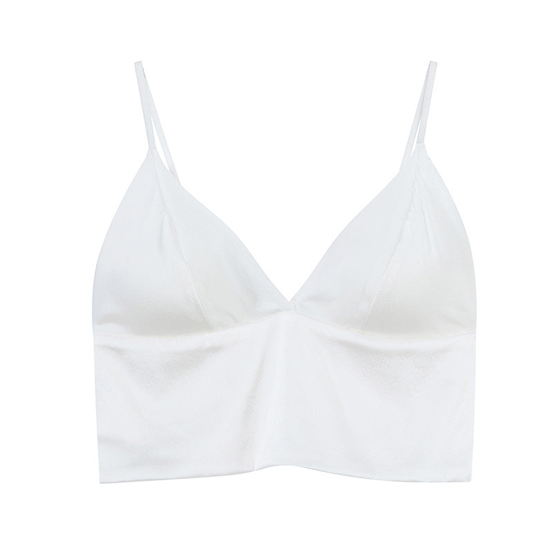 Yuyue Silk Camisole Bra - Lightweight Wire-Free Women's Mulberry Silk Underwear with Adjustable Thin Straps