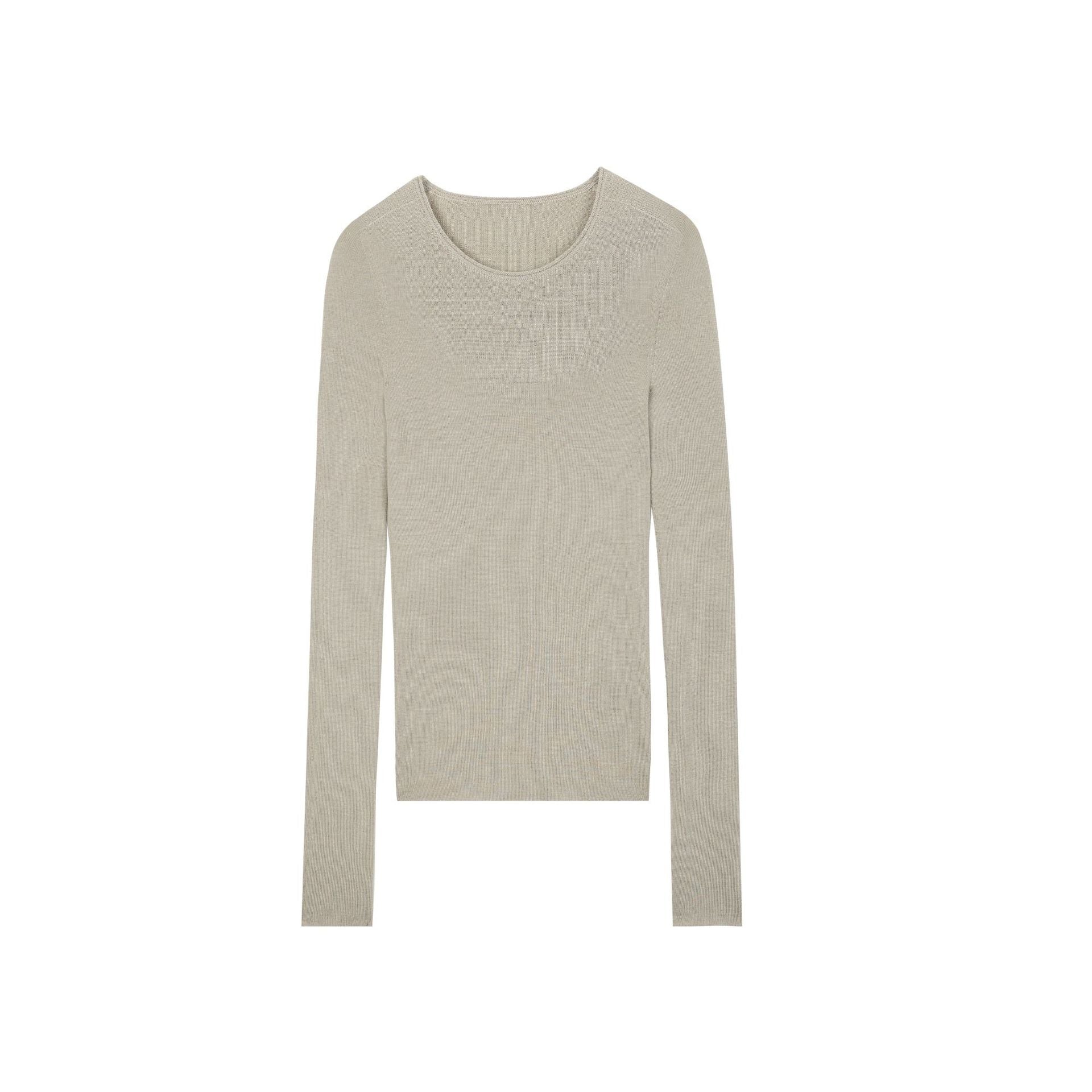 Washable fine wool nude 16-pin seamless all-in-one knitted bottoming shirt women's clothing