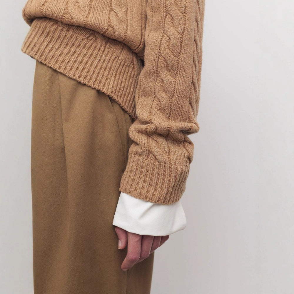 Sweater women's cardigan niche minimalist British retro twist knitted sweater twisted jacket