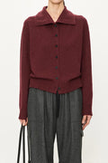 heavy wool, casual wear button-down hourglass collar inverted T-cardigan