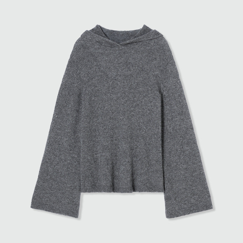 Skin Enjoy Cloud Mulberry Silk Cashmere Extremely Simple Classic Air Crew Neck Hooded Knitted Sweater