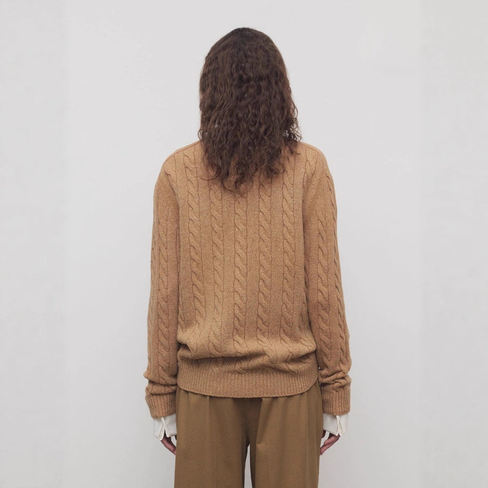 Sweater women's cardigan niche minimalist British retro twist knitted sweater twisted jacket