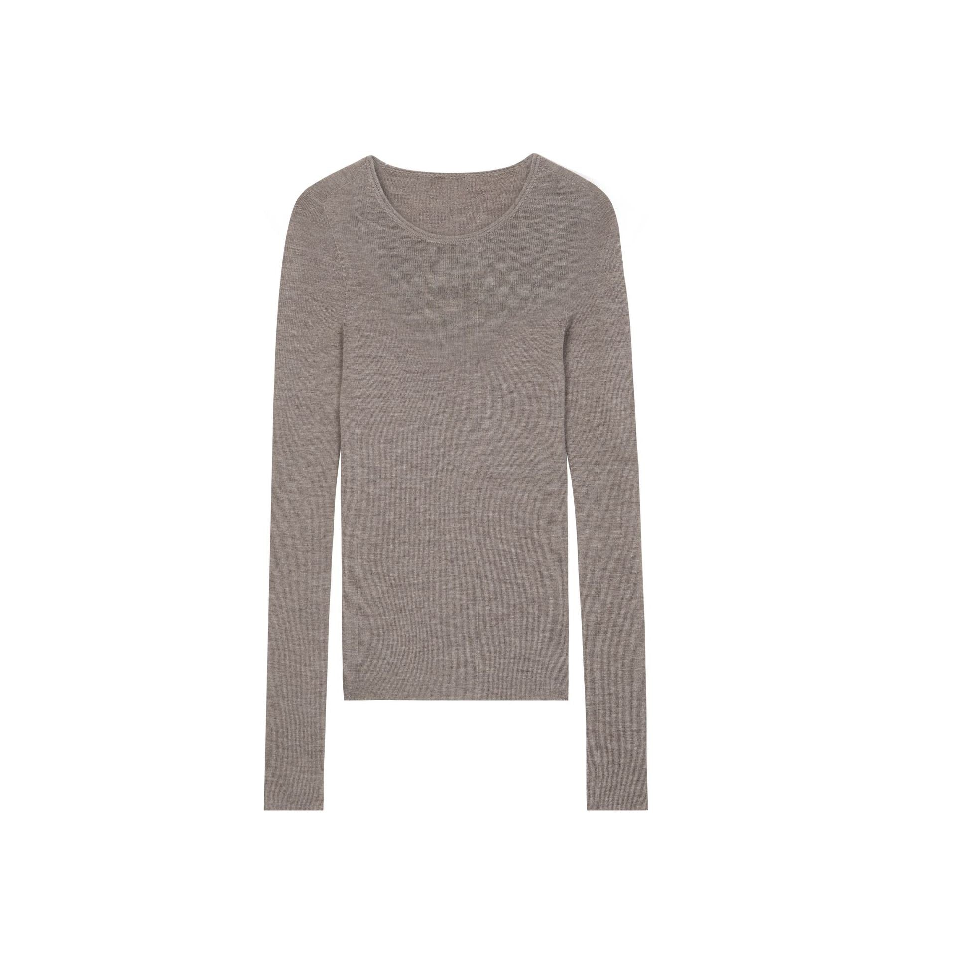 Washable fine wool nude 16-pin seamless all-in-one knitted bottoming shirt women's clothing