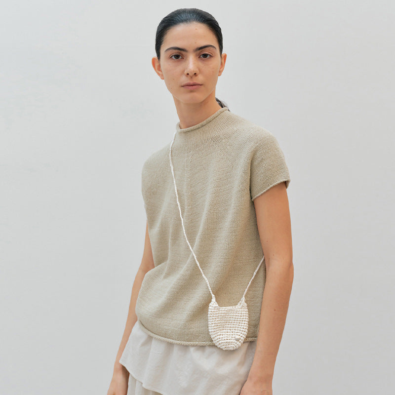 short-sleeved T-shirt women's 2025 spring and summer new Korean designer moia knitted sweater top