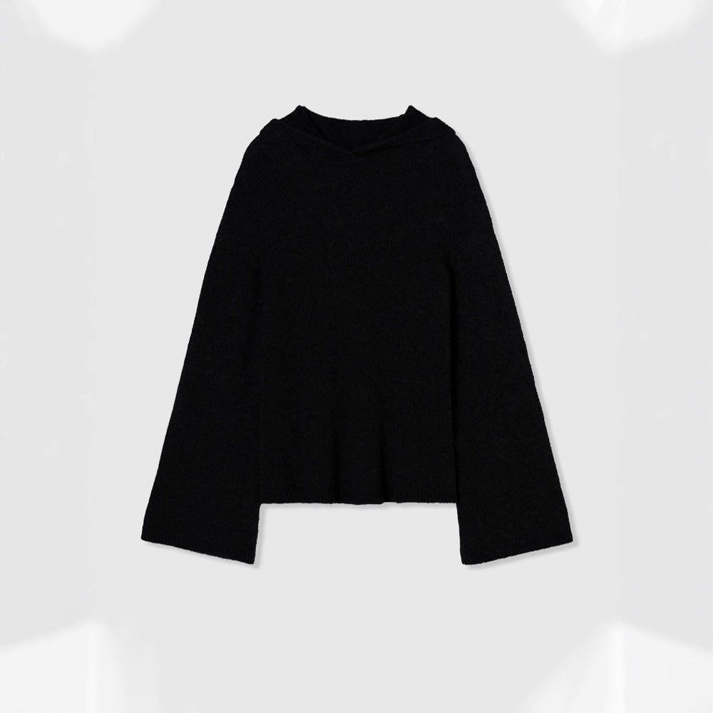 Skin Enjoy Cloud Mulberry Silk Cashmere Extremely Simple Classic Air Crew Neck Hooded Knitted Sweater