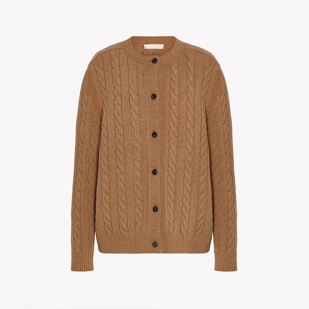 Sweater women's cardigan niche minimalist British retro twist knitted sweater twisted jacket