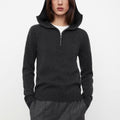 2025 spring and autumn new hooded knitted sweater women's design sense niche light cooked cashmere wool solid color sweater