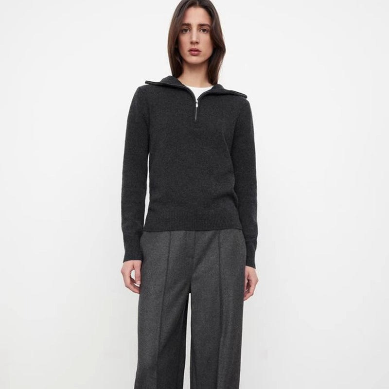 2025 spring and autumn new hooded knitted sweater women's design sense niche light cooked cashmere wool solid color sweater