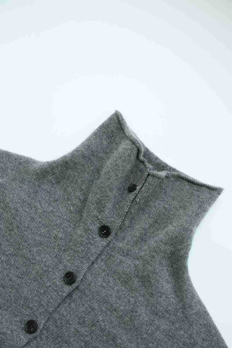 heavy wool, casual wear button-down hourglass collar inverted T-cardigan