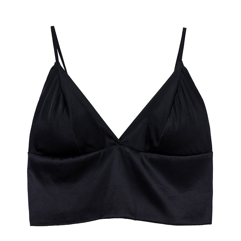 Yuyue Silk Camisole Bra - Lightweight Wire-Free Women's Mulberry Silk Underwear with Adjustable Thin Straps