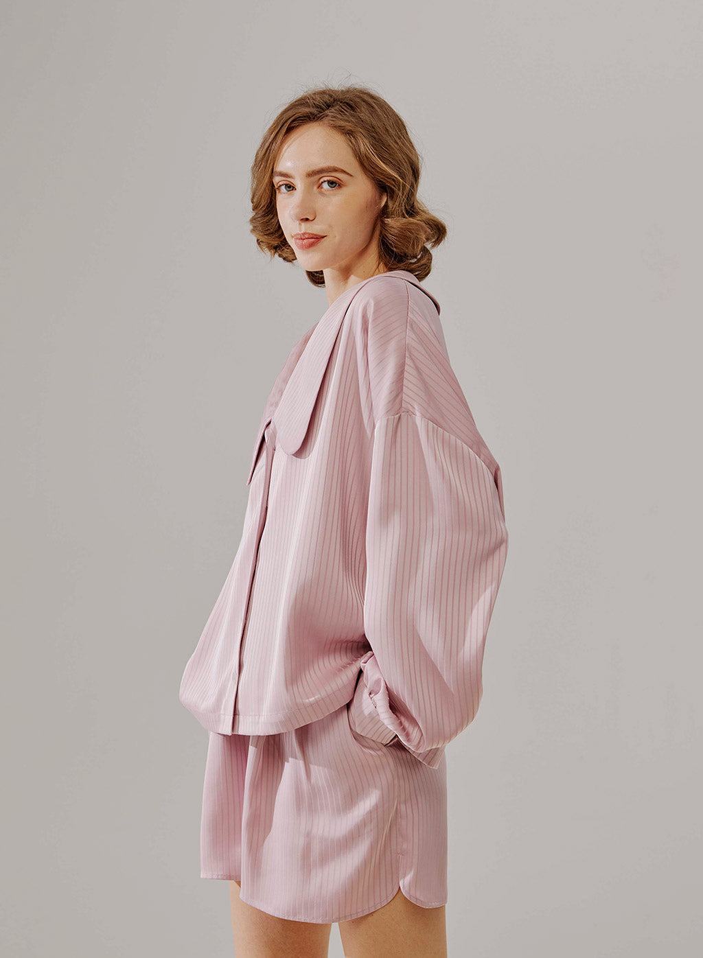 NAP Oversized Collar Striped Shirt