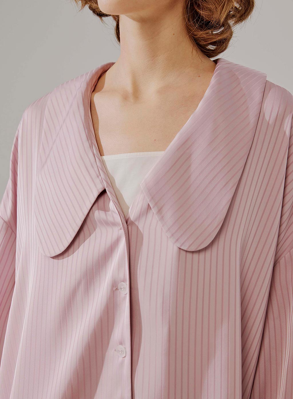 NAP Oversized Collar Striped Shirt