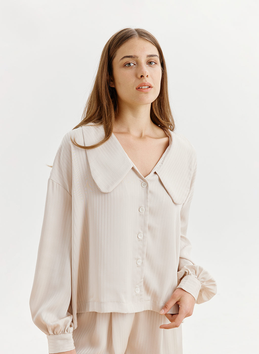 NAP Oversized Collar Striped Shirt