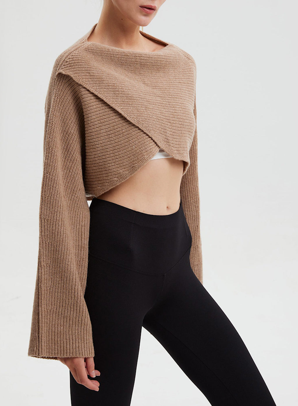 Ribbed Wrap Wool Sweater