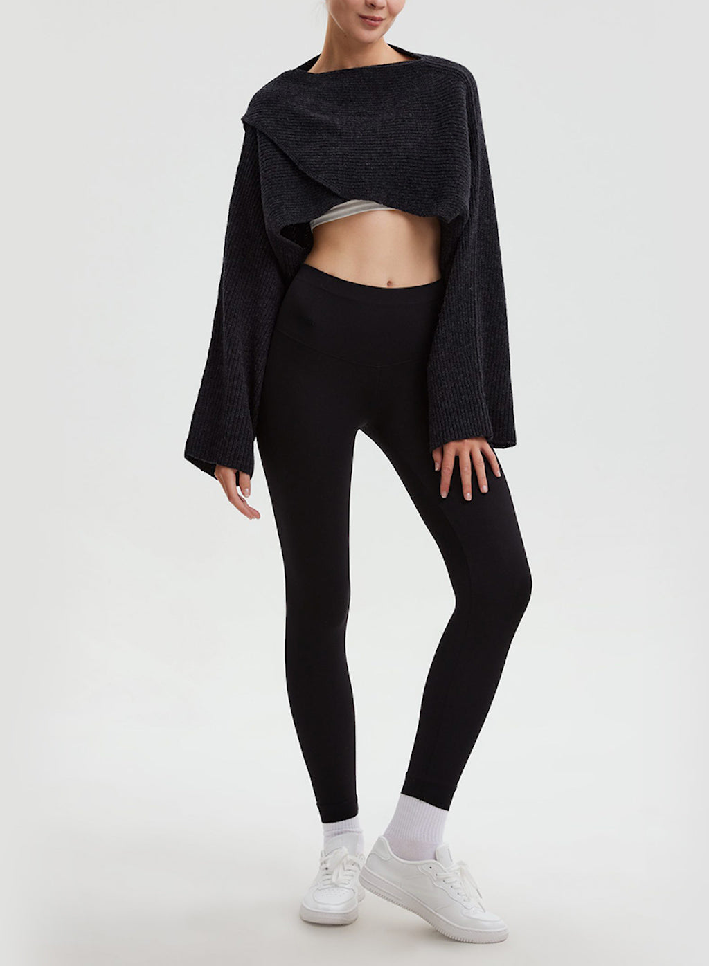 Ribbed Wrap Wool Sweater