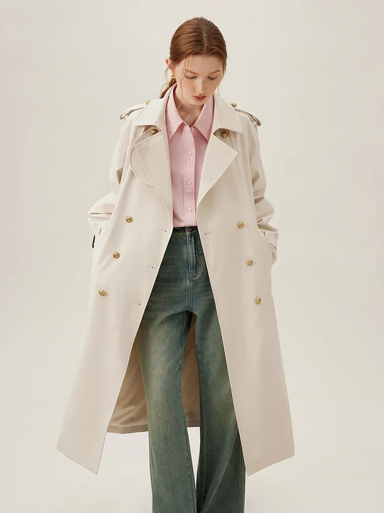 Double Breasted Office Long Trench Coats