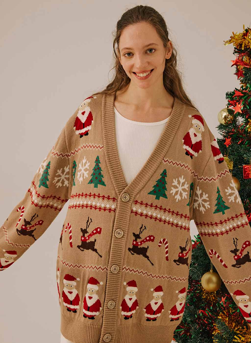 Santa Claus Print Cardigan