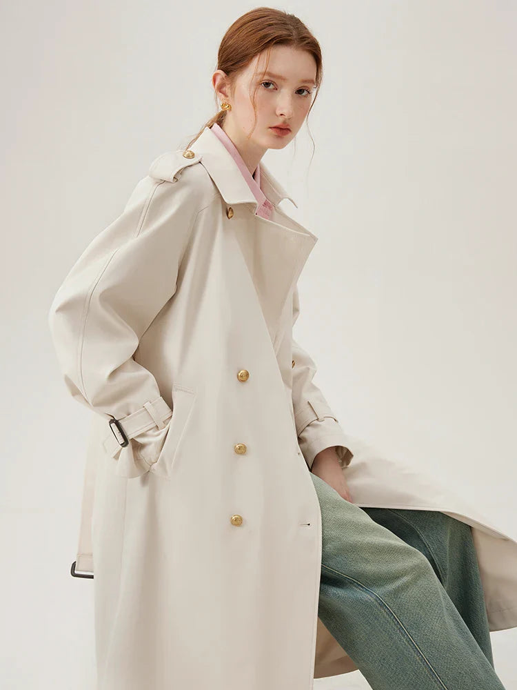 Double Breasted Office Long Trench Coats