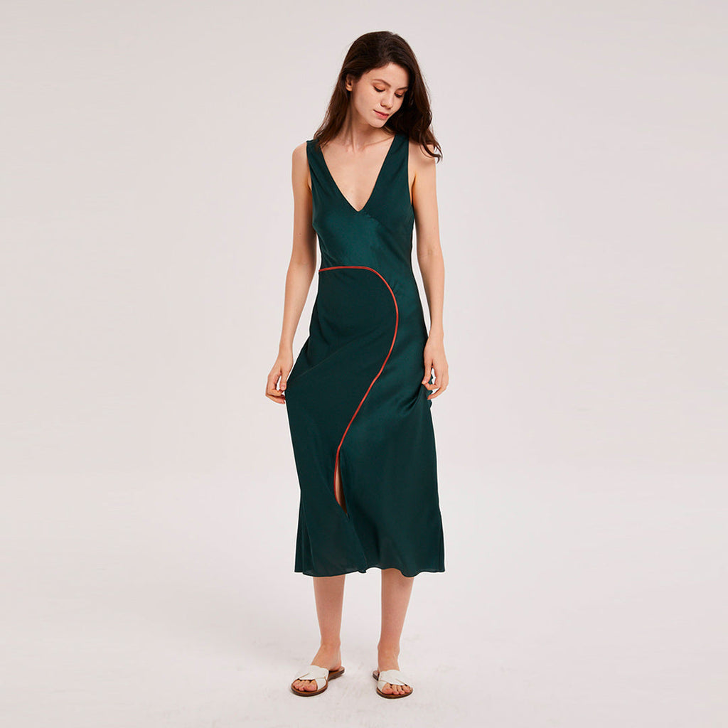 Scoop Neck Artistic Silk Dress