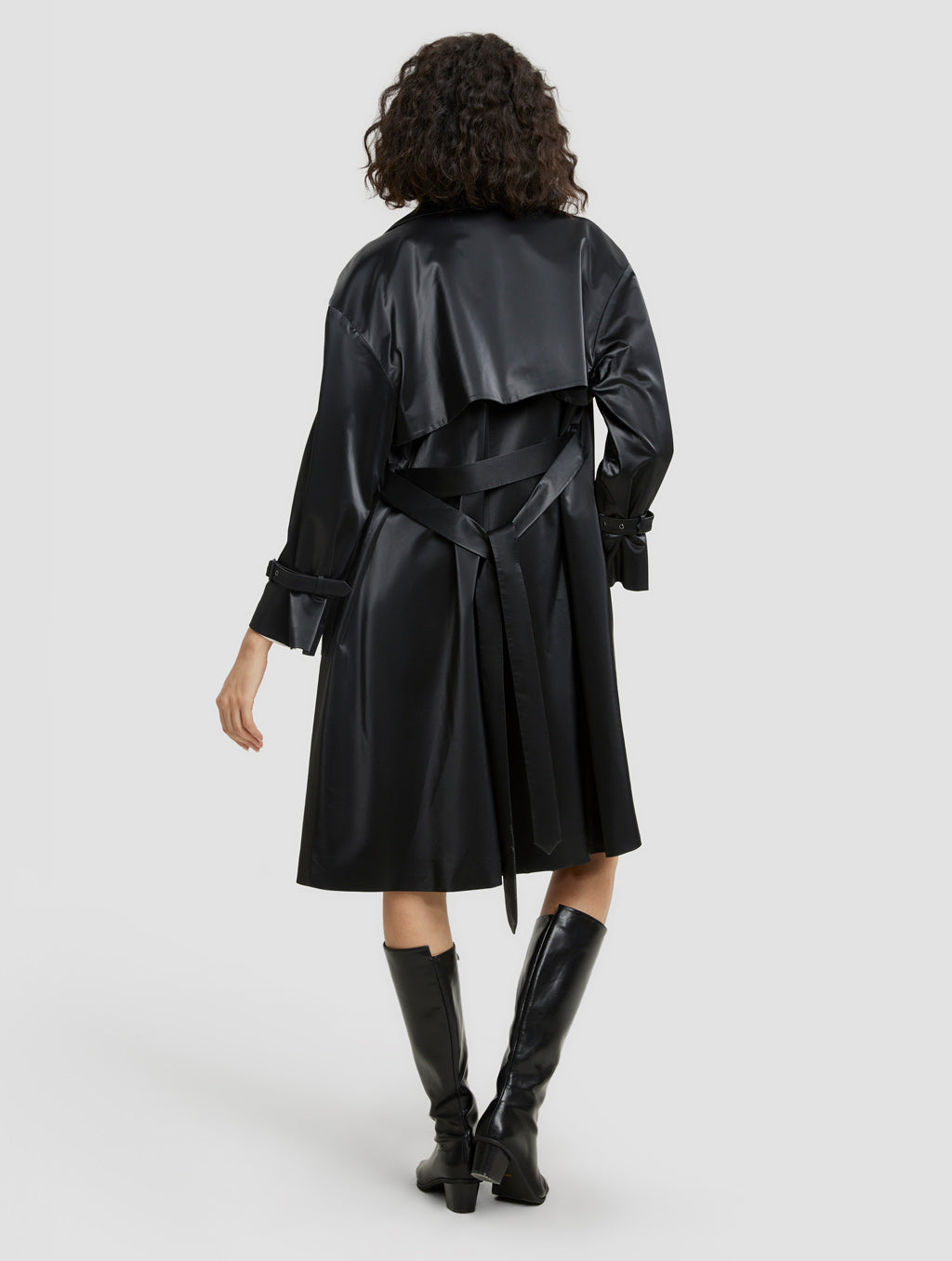 Shiny Double-breasted Trench Coat