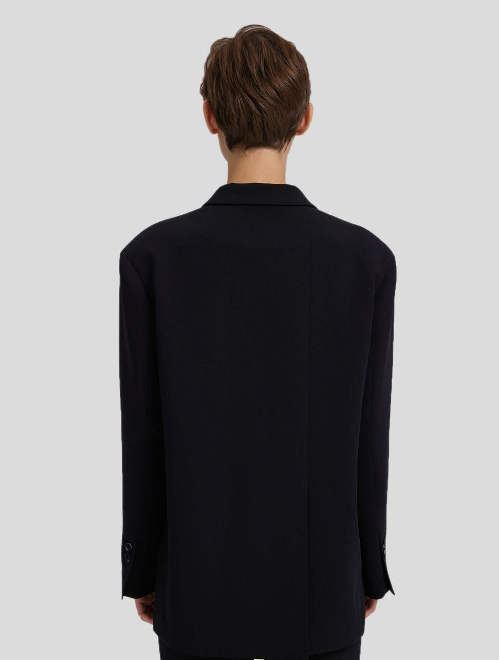 Single Breasted Twill Black Blazer-back- Black3